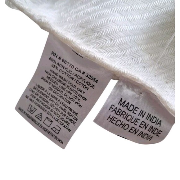 NWT Anthropologie Women's Scarf‎ White Gray Jeweled Plaid Long Neutral Preppy - Picture 7 of 8